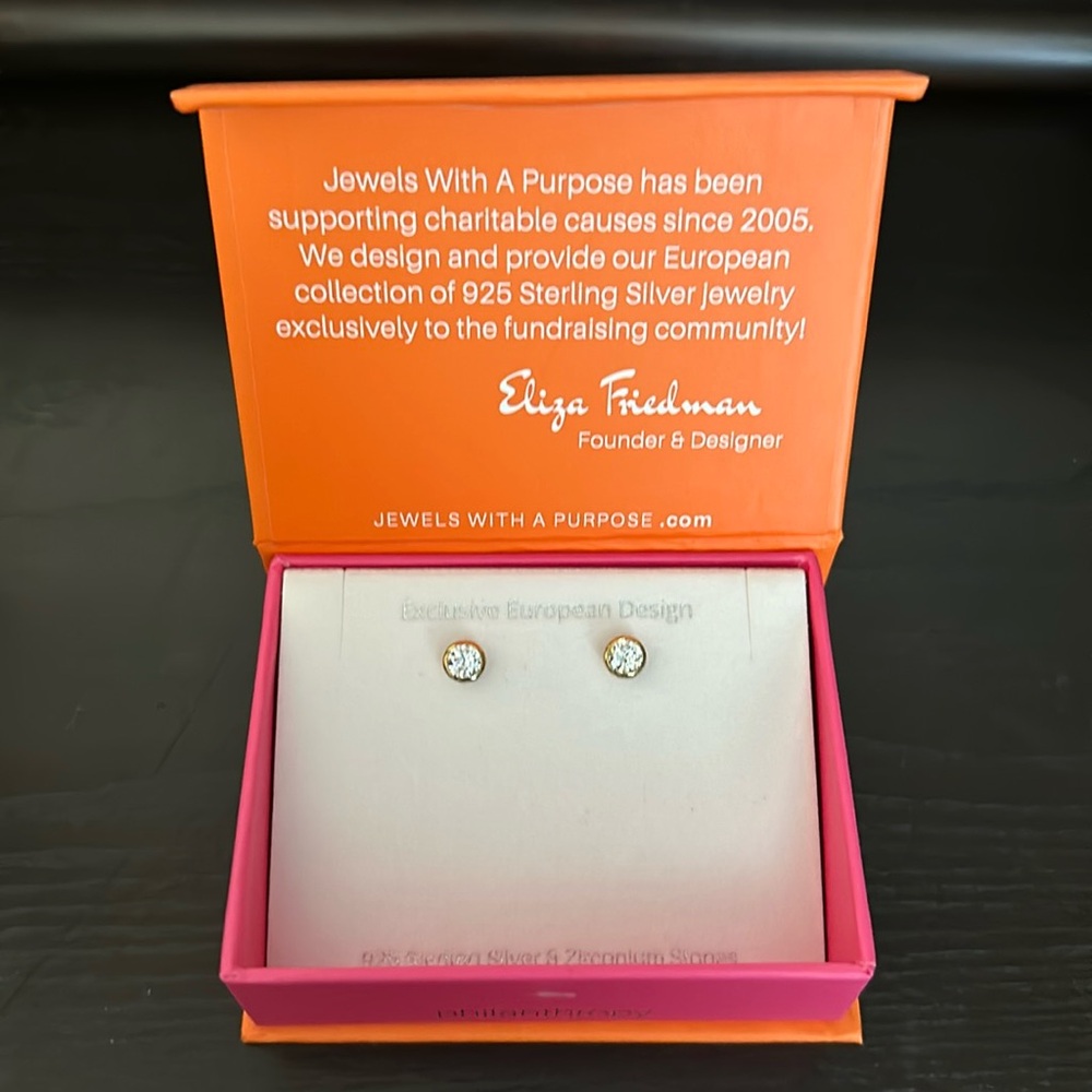 1 CW each sterling silver and zirconium stone earrings